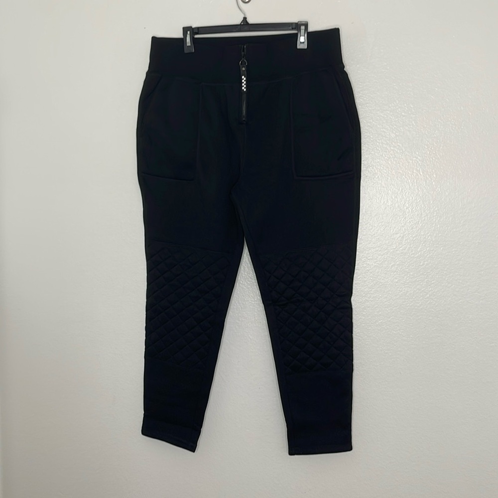 ATWYLD Unisex Black Jogger Sweat Pants Double Knee Front Zip Men Medium / W XXL